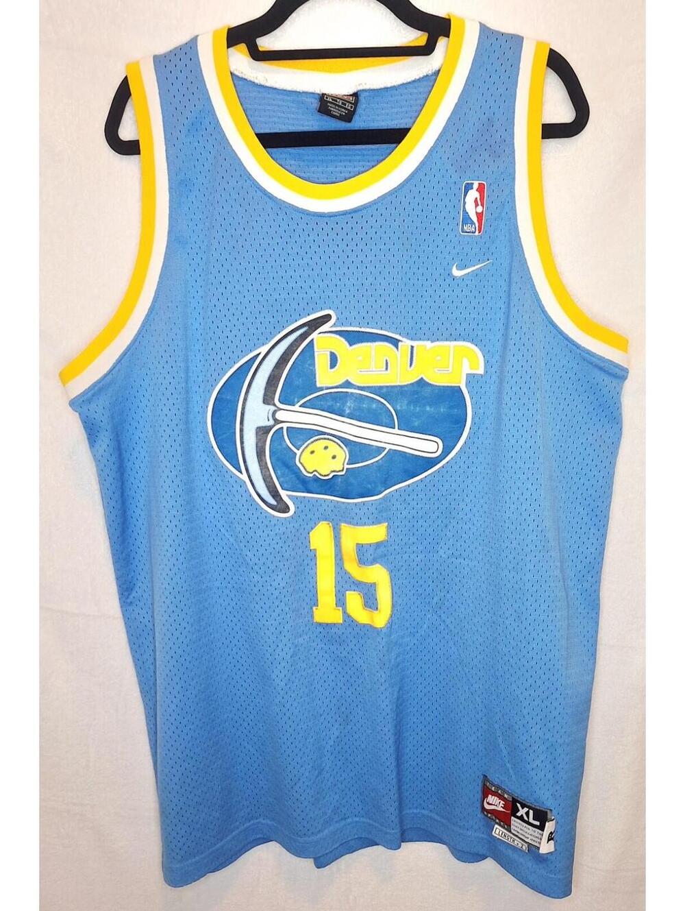 Nike Denver Nuggets Carmelo Anthony #15 VTG Pickaxe Logo Light Blue NBA Jersey